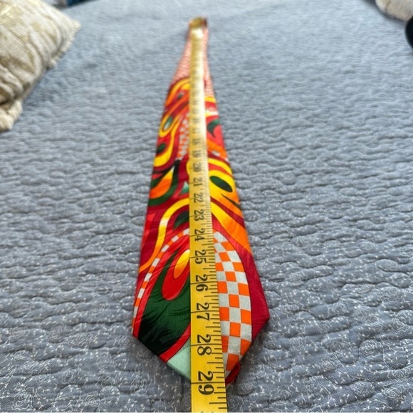 Rush Limbaugh Tie Vtg. 90s No Boundaries Collection Silk Orange & Red 58” x 4” - Picture 8 of 9